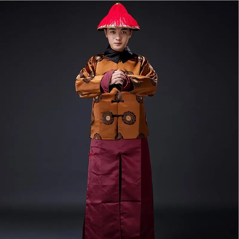 High quality Film TV cosplay stage ancient Qing Dynasty handsome Migthy Guard Service prince talent male men costume hat+suits | Мужская