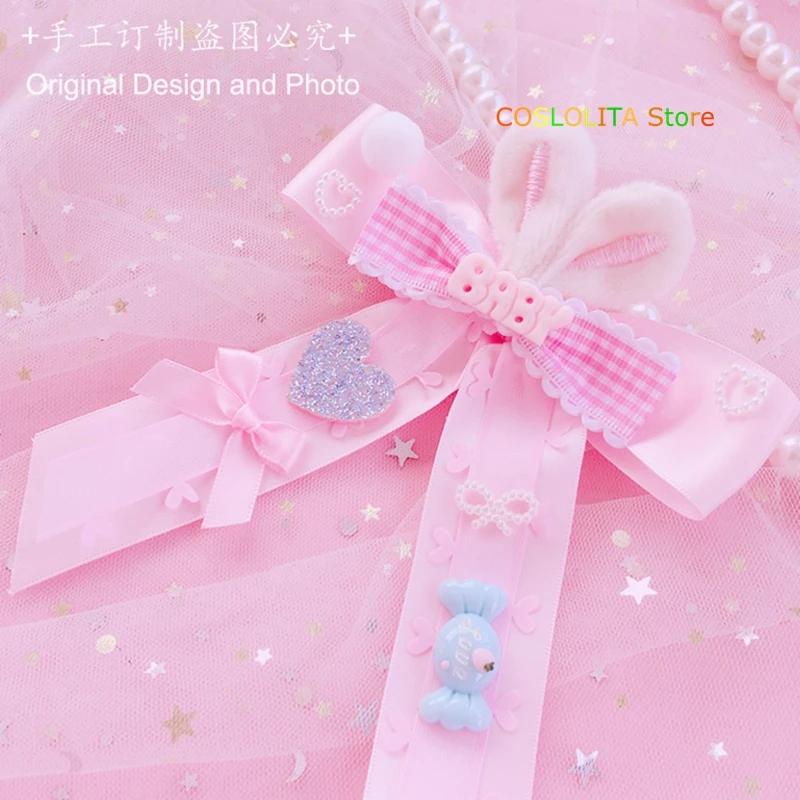 

Japanese Pink Blue Purple Plush Rabbit Ears Bowknot Hairpin Side Clip Lolita Headdress Soft Sister Cute Hair Ornaments Cosplay