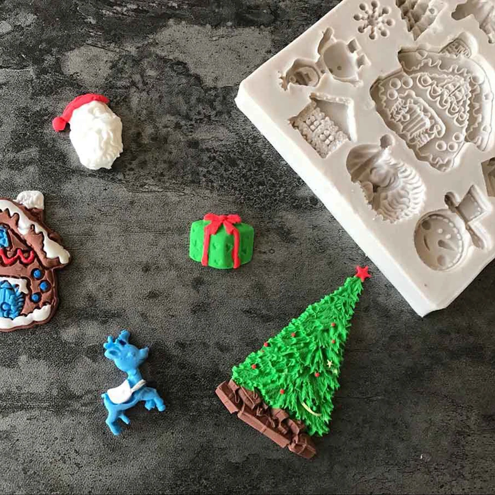 Силиконовая 3D Рождественская кабина снеговика печенья помадка форма для