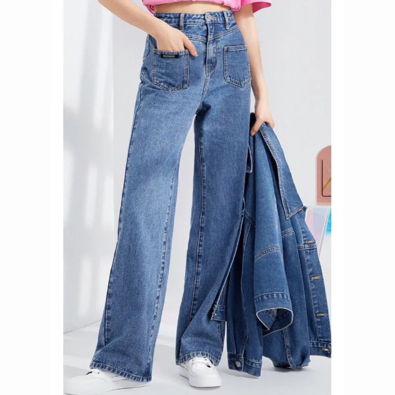 

Jeans women's straight tube loose 2021 spring new Korean wide leg pants high waist slim pants 1c1950301