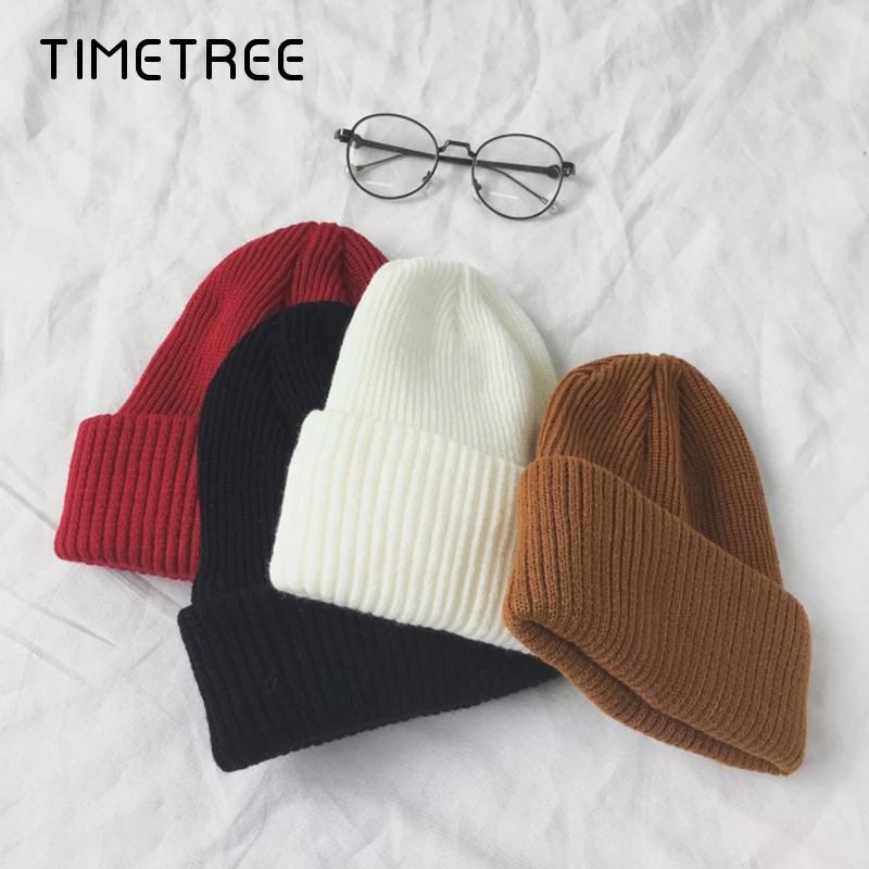 Модные зимние шапки бини Детские плотные вязаные теплые мягкие шерстяные