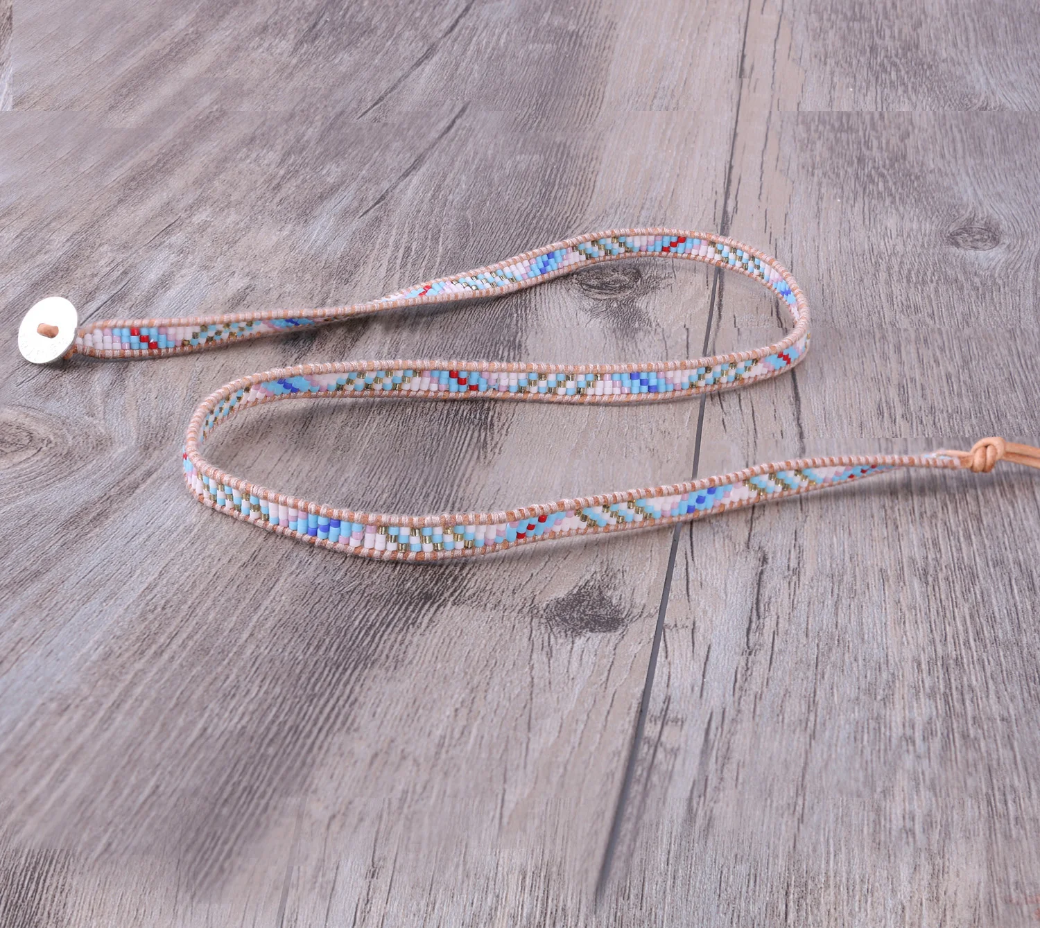 

KELITCH Bohemian Miyuki Beaded Wrap Bracelets Handmade Leather 3 Strand Cuff Bangles Beach Jewelry for Women Girls