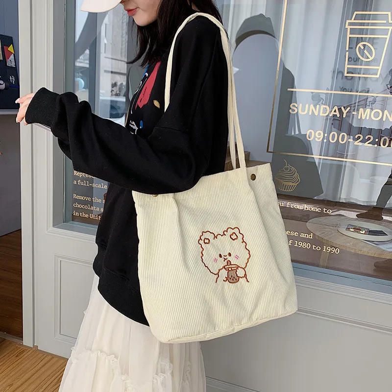 

Winter Fashion Tote Bag Korean Version Ins Cartoon Female Bag Cute Bear Student Bag One-shoulder Women's Shopping Bag
