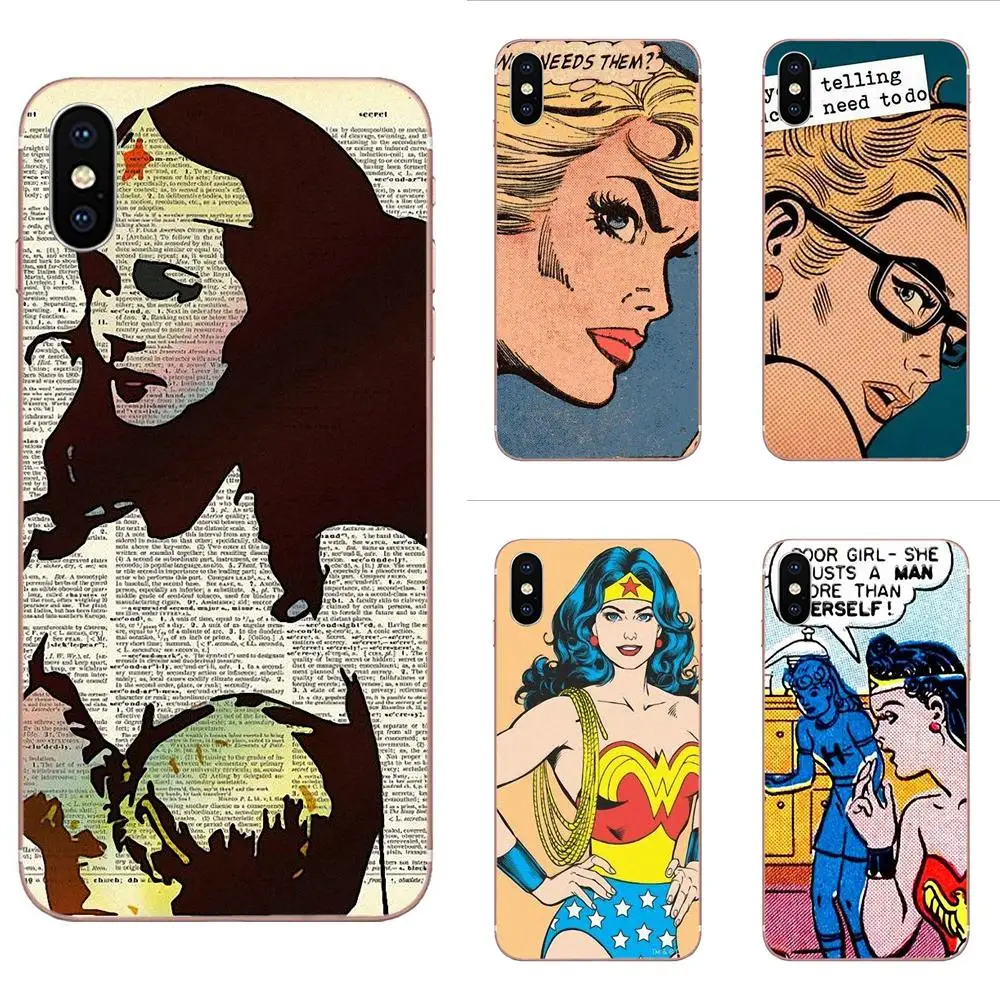 Винтаж с принтом &quotпоп арт&quot Чудо Женщина мягкие чехлы Capa чехол для Galaxy J1 J2 J3 J330 J4