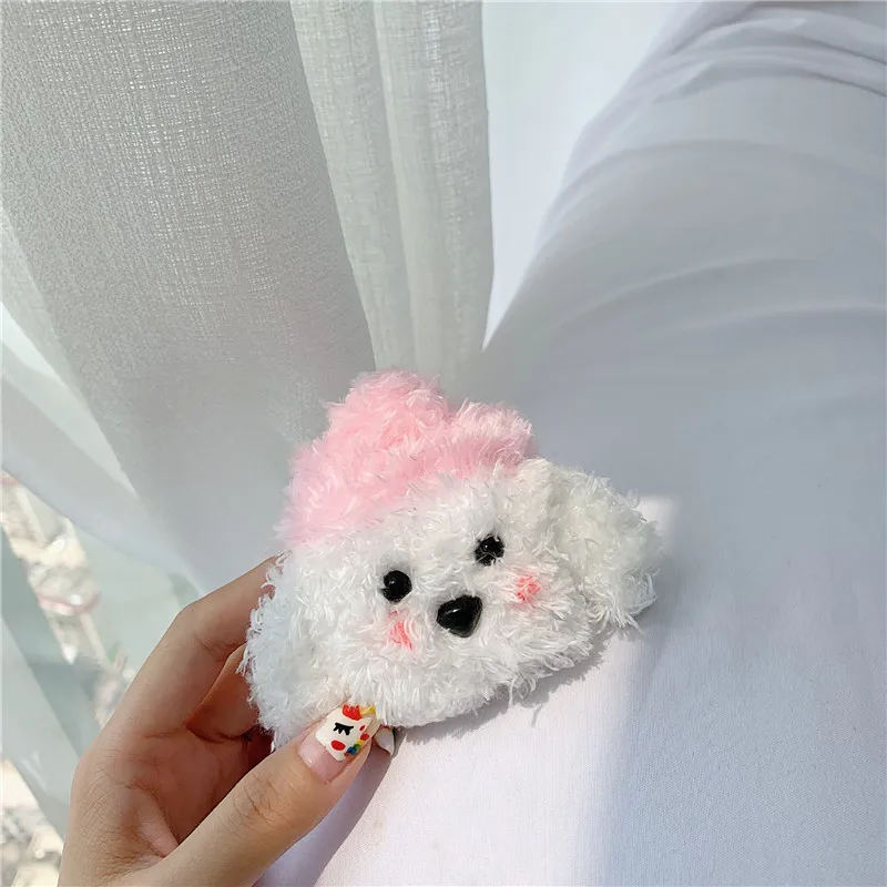 Для AirPod 2 Чехол 3D белая милая собака из мультфильма мягкого плюша беспроводные