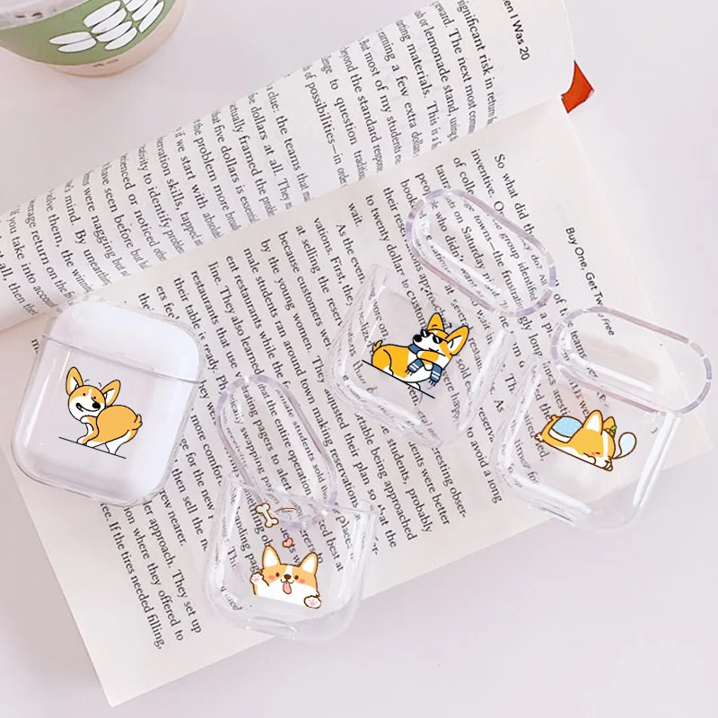 Жесткий прозрачный чехол для наушников Apple airpods 1 чехол Роскошные домашние животные собака корги прозрачный Air Pods чехол для Airpods 2 защитный чехол