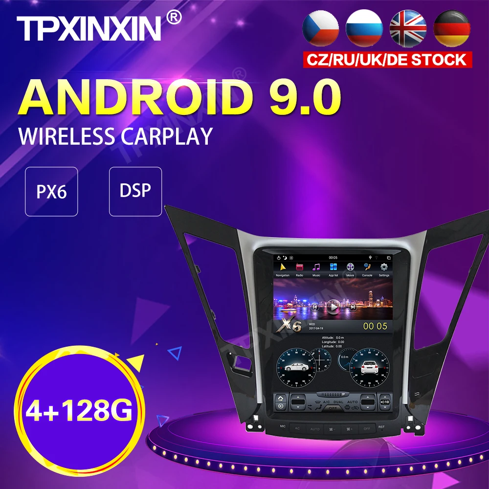 

Автомагнитола PX6, Android 9,0, 4 + 128 ГБ, в стиле Tesla, для Hyundai Sonata 8 2012-2014, GPS-навигация, стереосистема, Основное устройство DSP Carplay