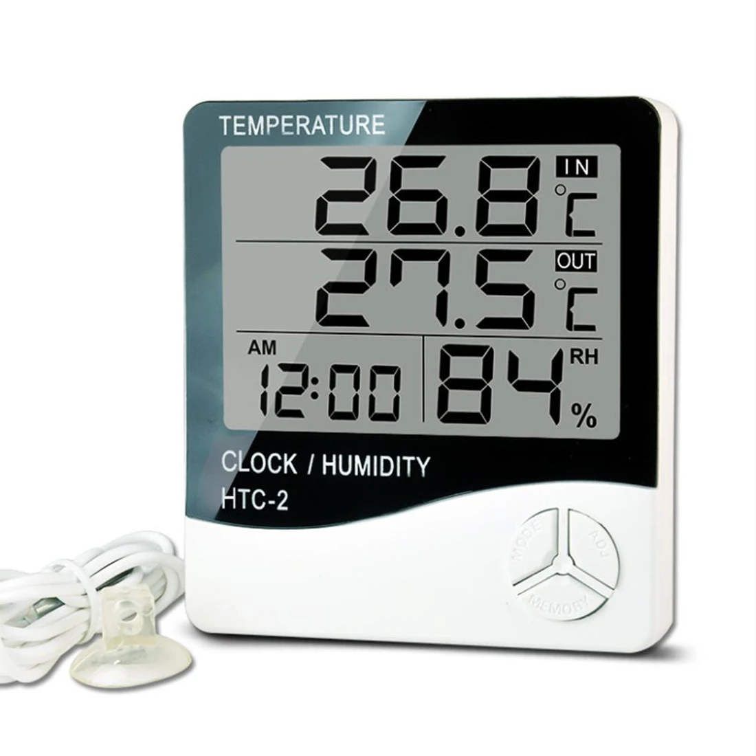 

Digital Thermo-Hygrometer Thermometer Hygrometer Indoor Room Temperature Humidity Gauge Meter Alarm Clock for House Office Hotel