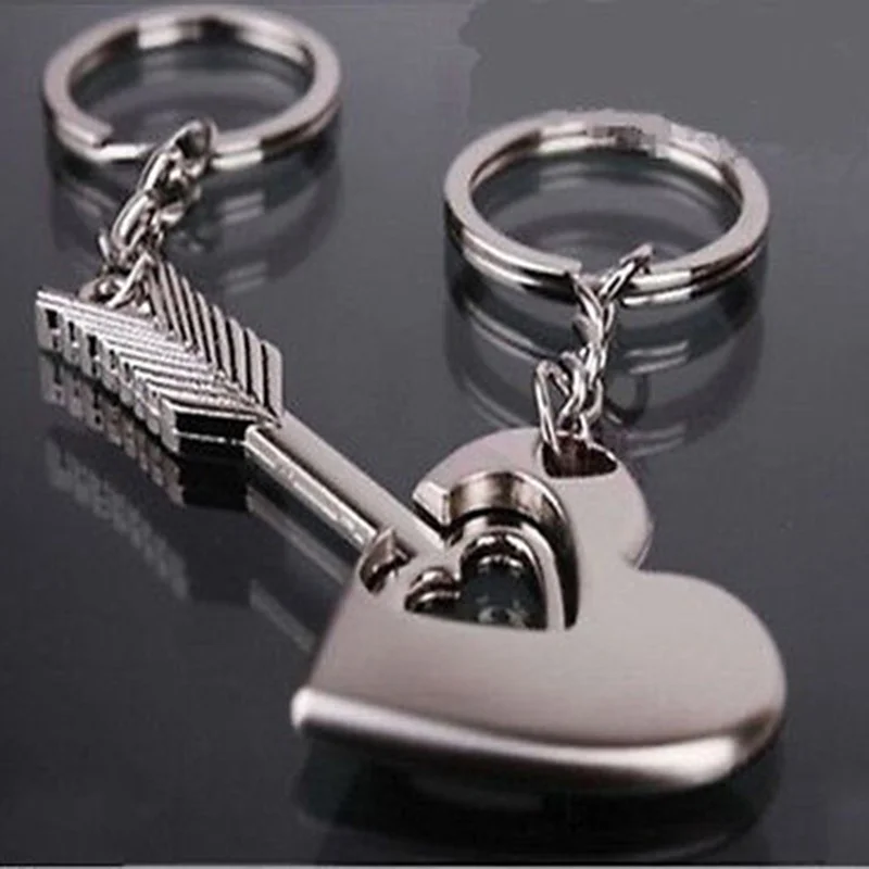 New Trendy Hot Sale one Pair Key Chain Alloy Arrow Bow Love Keyrings Chains Lovers Ring Couples keychain for Gift | Украшения и