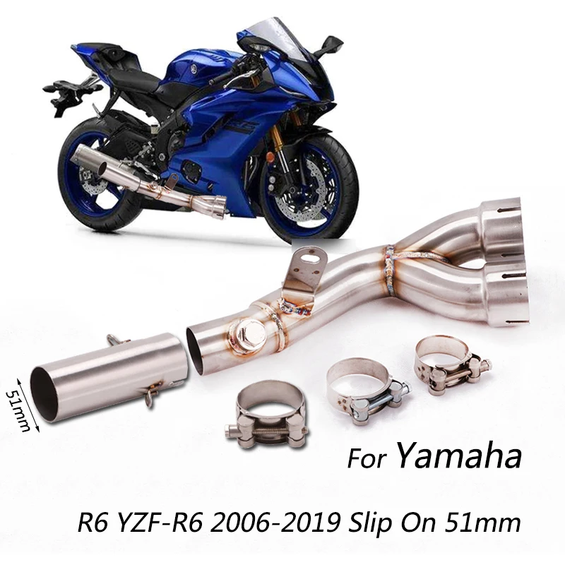 2 средней трубы для Yamaha R6 YZF 2006 2019 выхлопная труба мотоцикла удалить Оригинальный