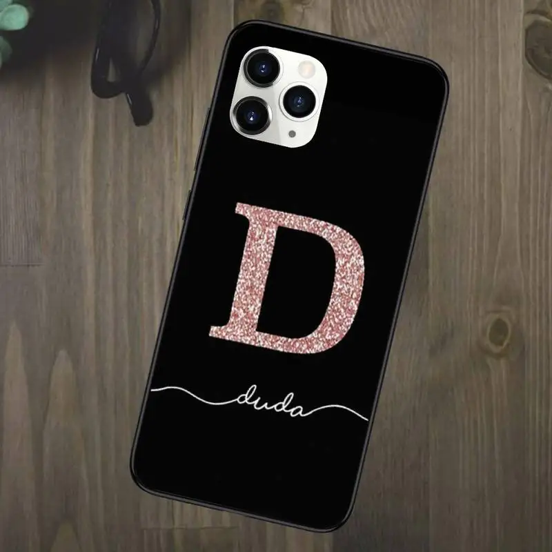 

ABC Name Letter Monogram Pink Phone Case for iPhone 11 12 mini pro XS MAX 8 7 6 6S Plus X 5S SE 2020 XR