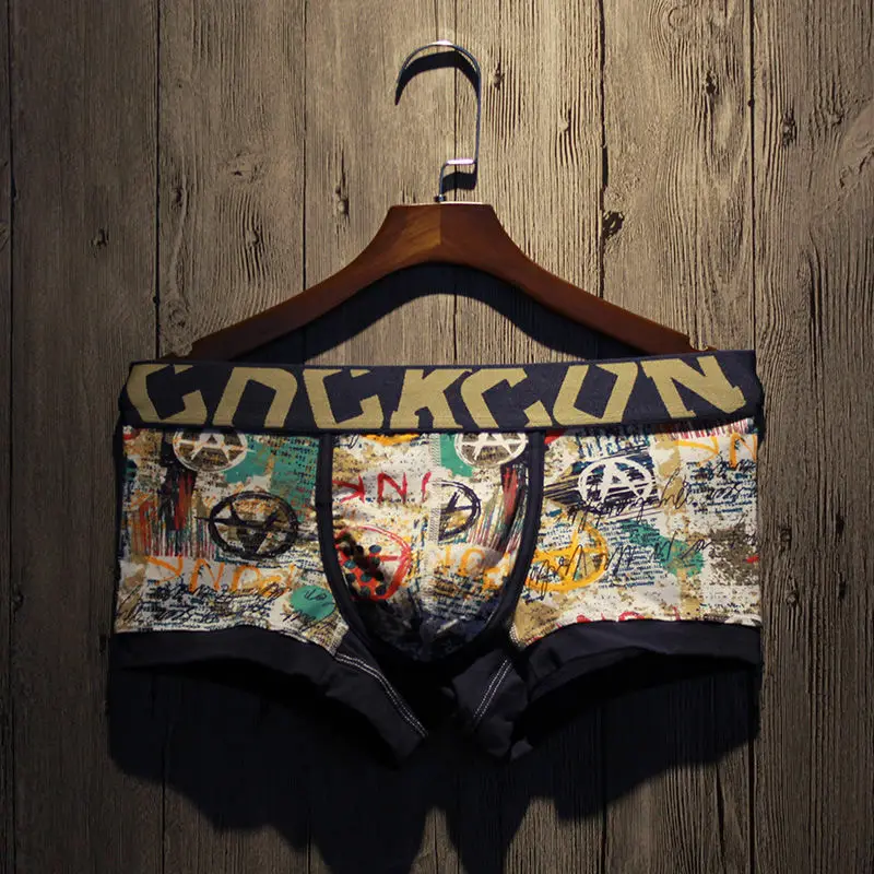 

Men's underwear boxer top pure cotton printing letter low waist four corners summer 3 Pack