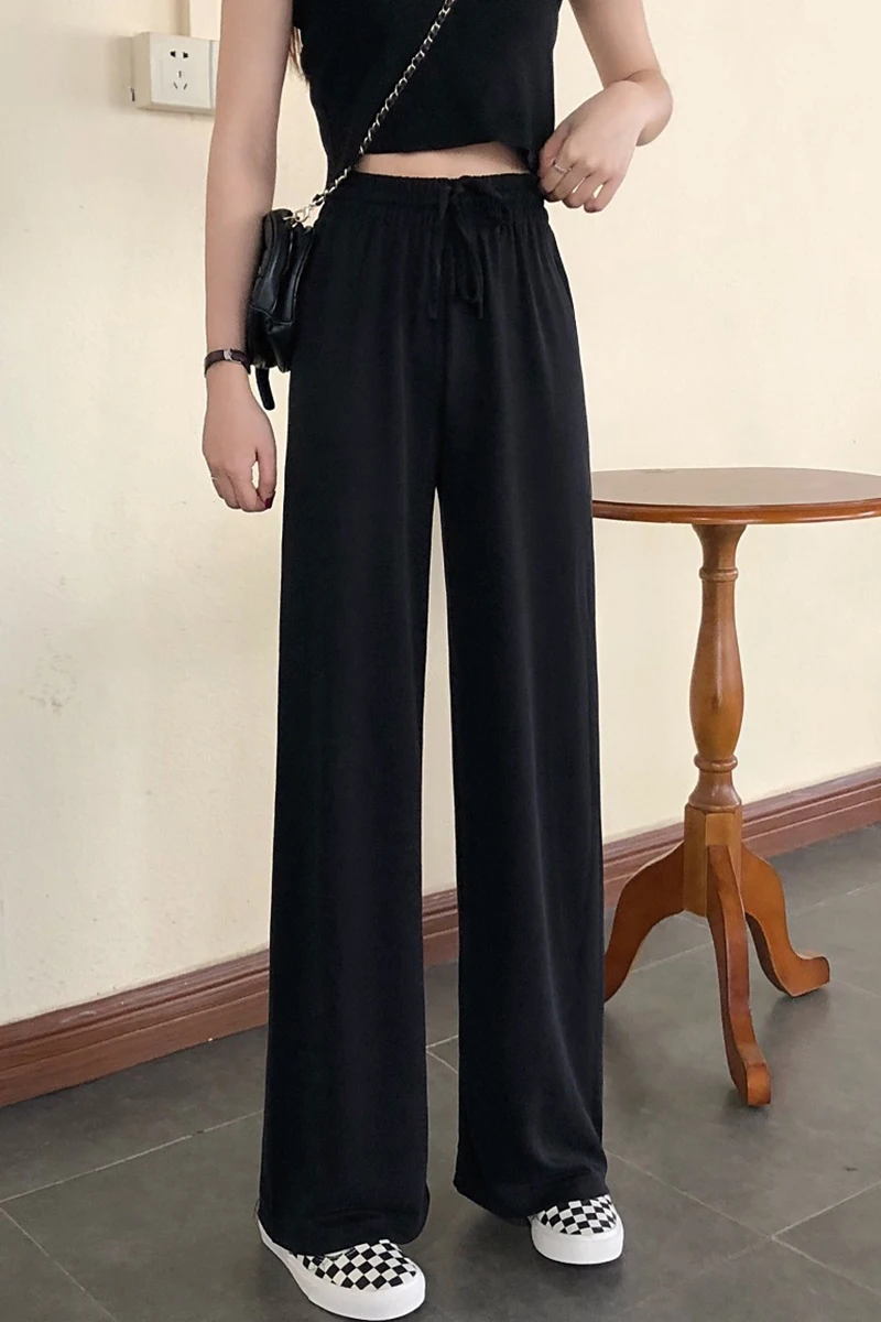 

YAMDI Straight 2020 autumn winter korean style high waist Streetwear casual solid woman pants wide leg suit pant trousers women
