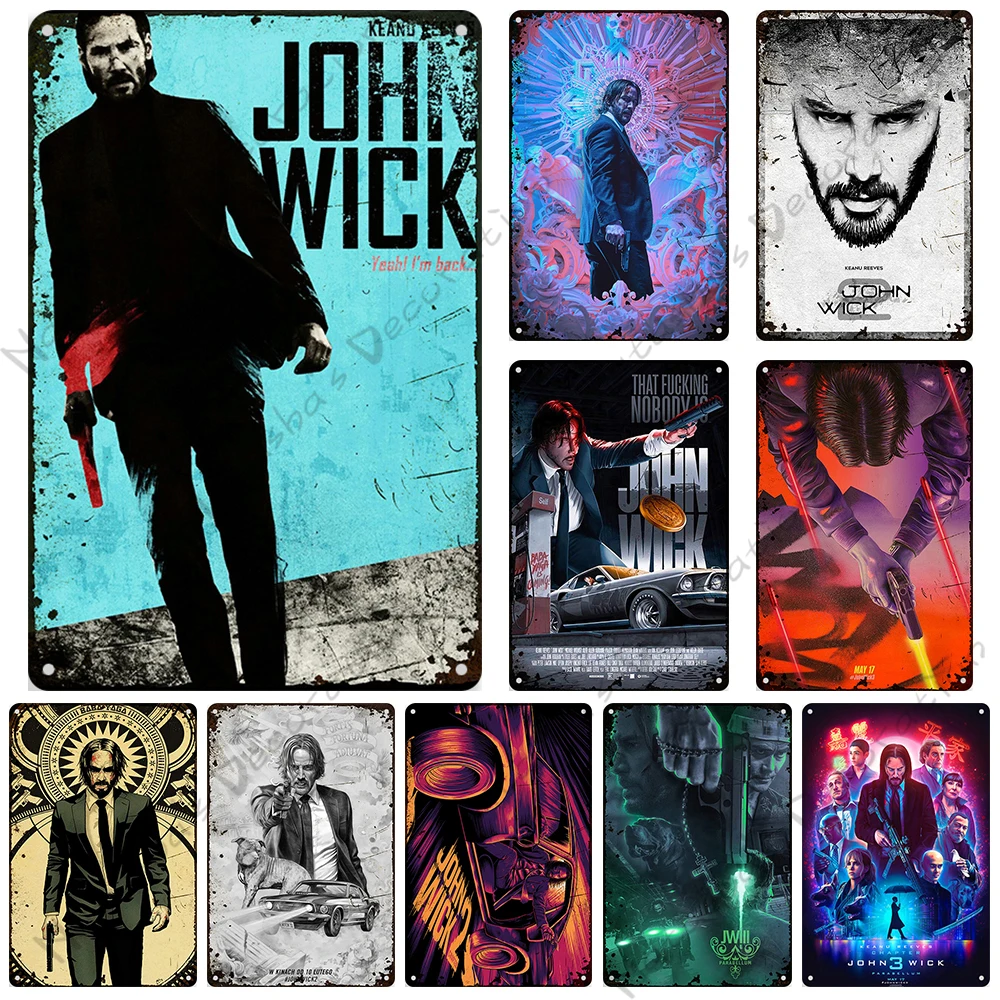 

John Wick Movie Metal Poster Rusty Metal Plate Cafe Home Metal Tin Sign Vintage Metal Signs Old Decorative Plate Metal Plaque