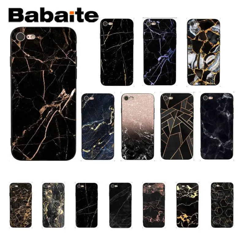 Babaite черный золотой мраморный ТПУ Черный чехол для телефона, чехол для iPhone 8 7 6 6S Plus X XS MAX 5 5S SE XR 11 11pro 11promax Shell