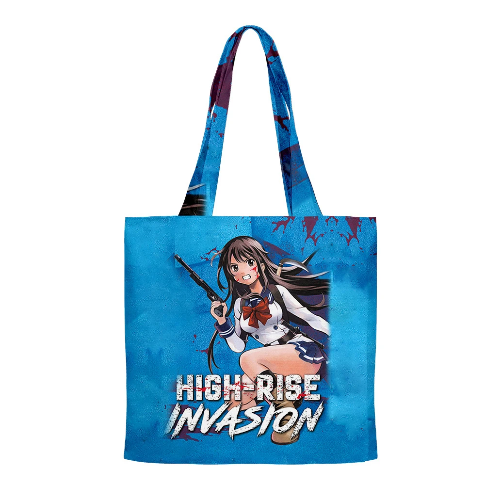 

New High-Rise invasin Hip Hop Handbags Cloth Canvas Tote Bag Print Shopping Bags Reusable Shoulder Shopper Bags Casual Pacakge