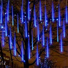 Рождественская гирлянда, гирлянсветильник метеоритный дождь, 50 см, 8 лампочек, для улицы, падающий снег, для рождественской елки, свадьбы, вечеринки
