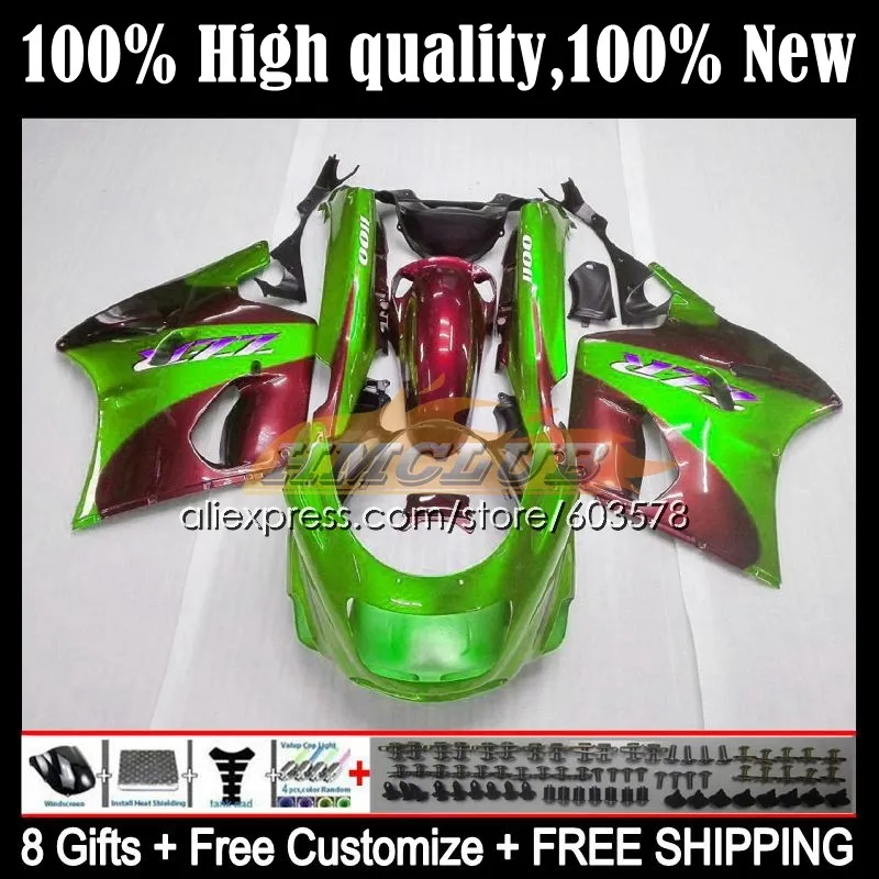 

ZX-11R For KAWASAKI NINJA ZZR1100 ZX 11R ZX11 R 72CL.89 ZX11R 1993 1994 1995 1996 ZZR 1100 97 98 99 00 01 Fairings Pearl green