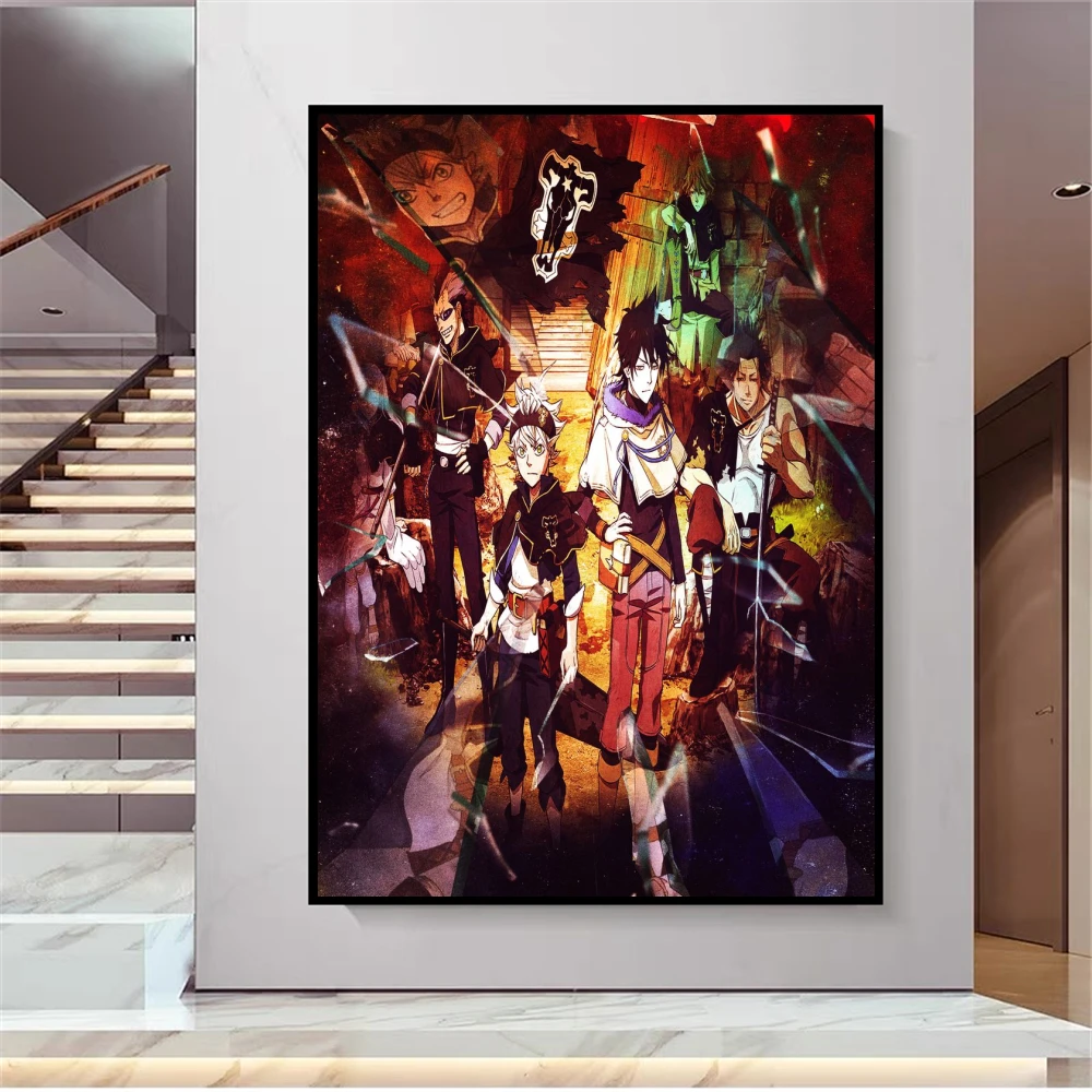 Короткая футболка с героями из японского аниме рисунок плакат черный клевер wall art