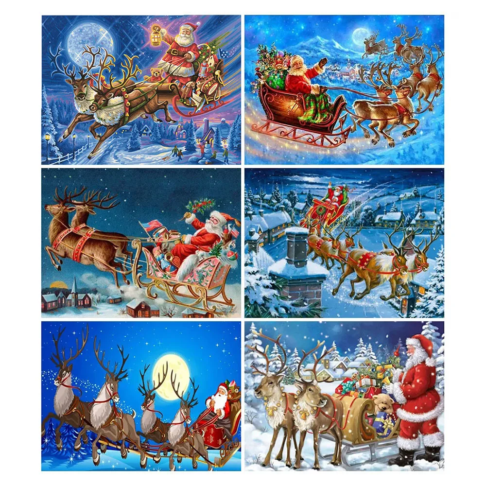 

Алмазная 5d картина «сделай сам», мультяшная вышивка, квадратная круглая мозаика с рисунком Санта Клауса, лося, вышивка крестиком, ручная раб...