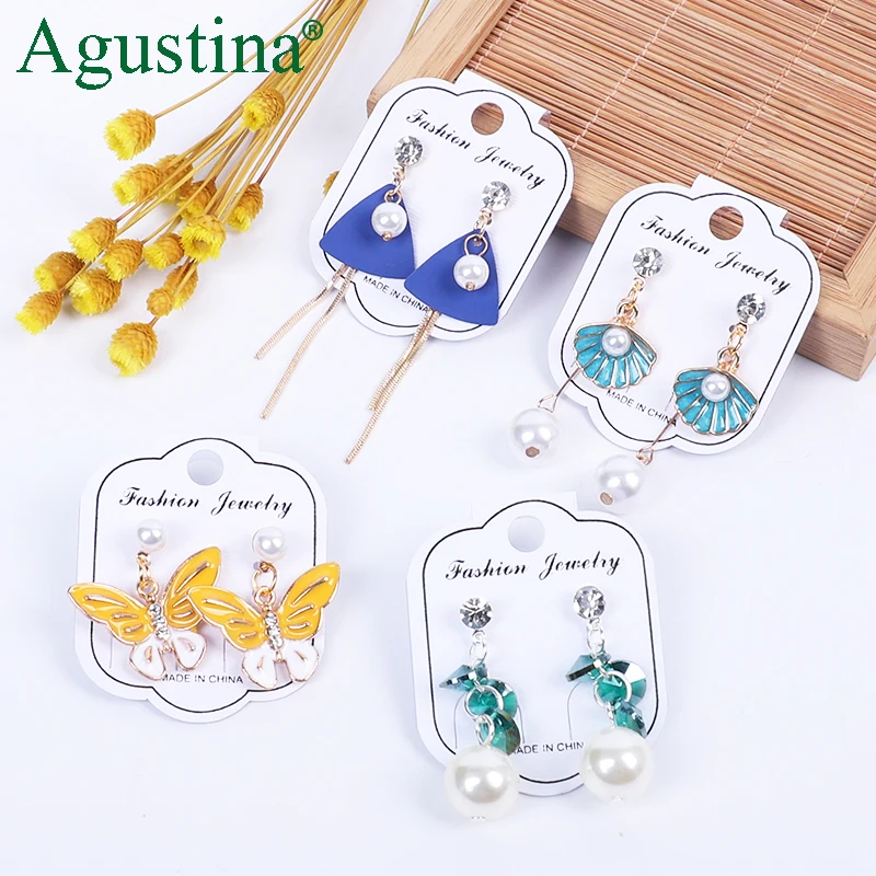 Женские серьги с жемчугом Agustina маленькие серьги-подвески из металла в богемном