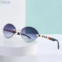 fashion oval sunglasses women rimless glasses retro cutting edge sunglass men driving eyewear uv400 sun glass gradient shades