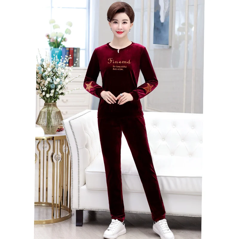 Женский осенний комплект размера плюс 5xl 2019 Повседневный Бархатный спортивный