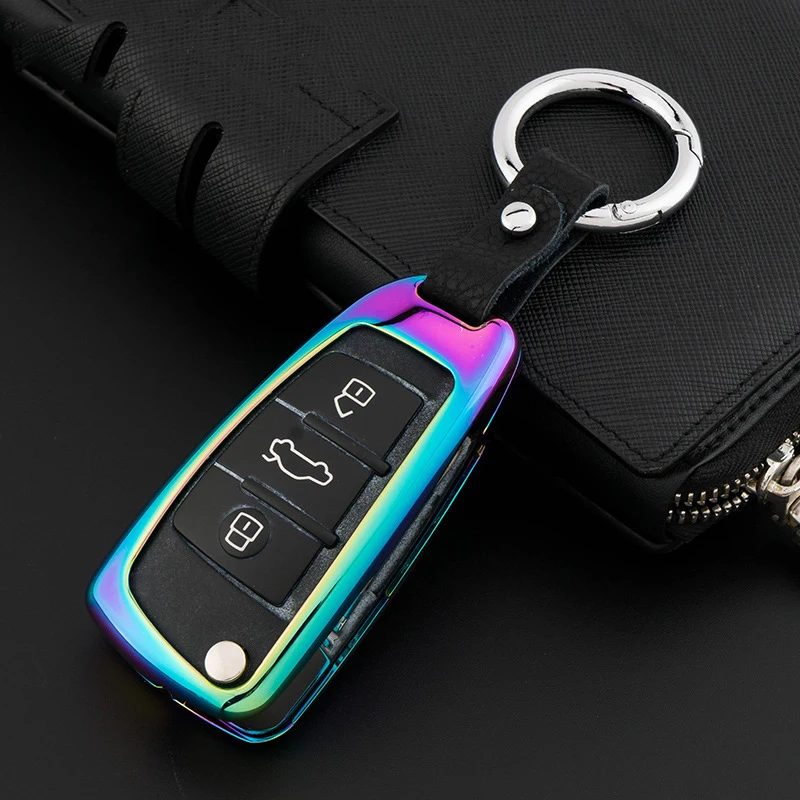 

For Audi A4 A4L A6L Q3 Q5 A7 A8 A5 Q7 TT A1 A3 Intelligent Remote Keyless Colorful style Galvanized Alloy Car Key Cover Case