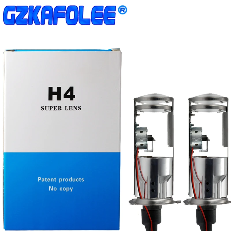 

GZKAFOLEE 12V 55W h4 Xenon Lamp 4300K 6000K 8000K White car headlight bulb Mini Projector Double Lens Shrouds