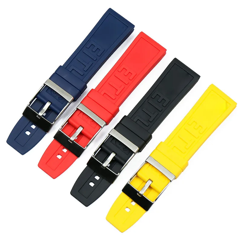 Soft Natural Rubber Watch band 22mm 24mm Black Blue Red Yellow Watchband Bracelet For Breitling strap for Navitimer Avenger belt
