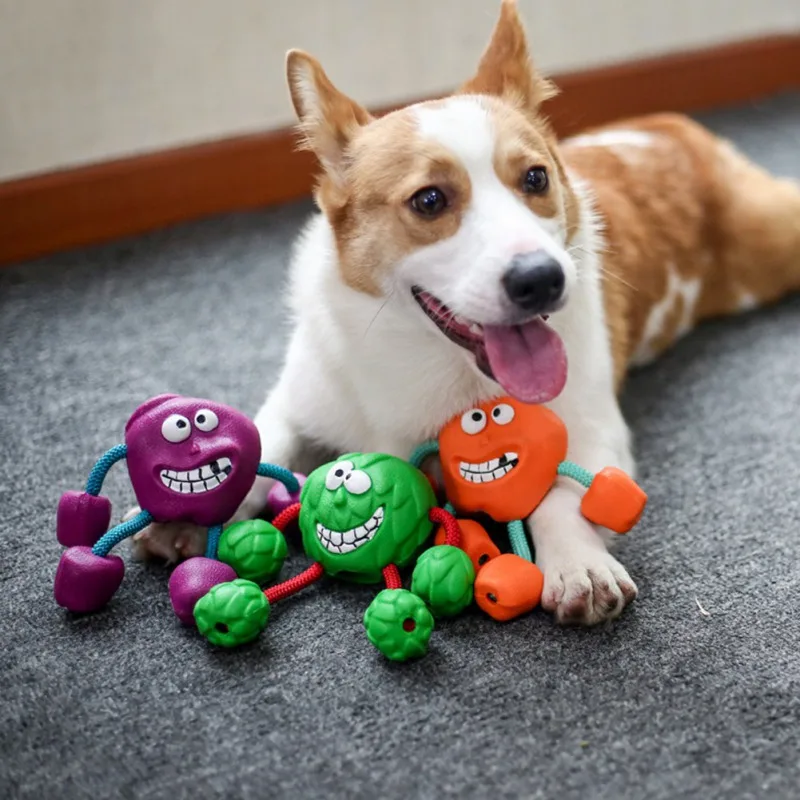 

Pet Rubber Toys Cartoon Spoof Modeling Toys For Dog Teeth Cleaning Vocalization Pet Toys Cute Fun Bite-Resistant Toys Non-Toxic