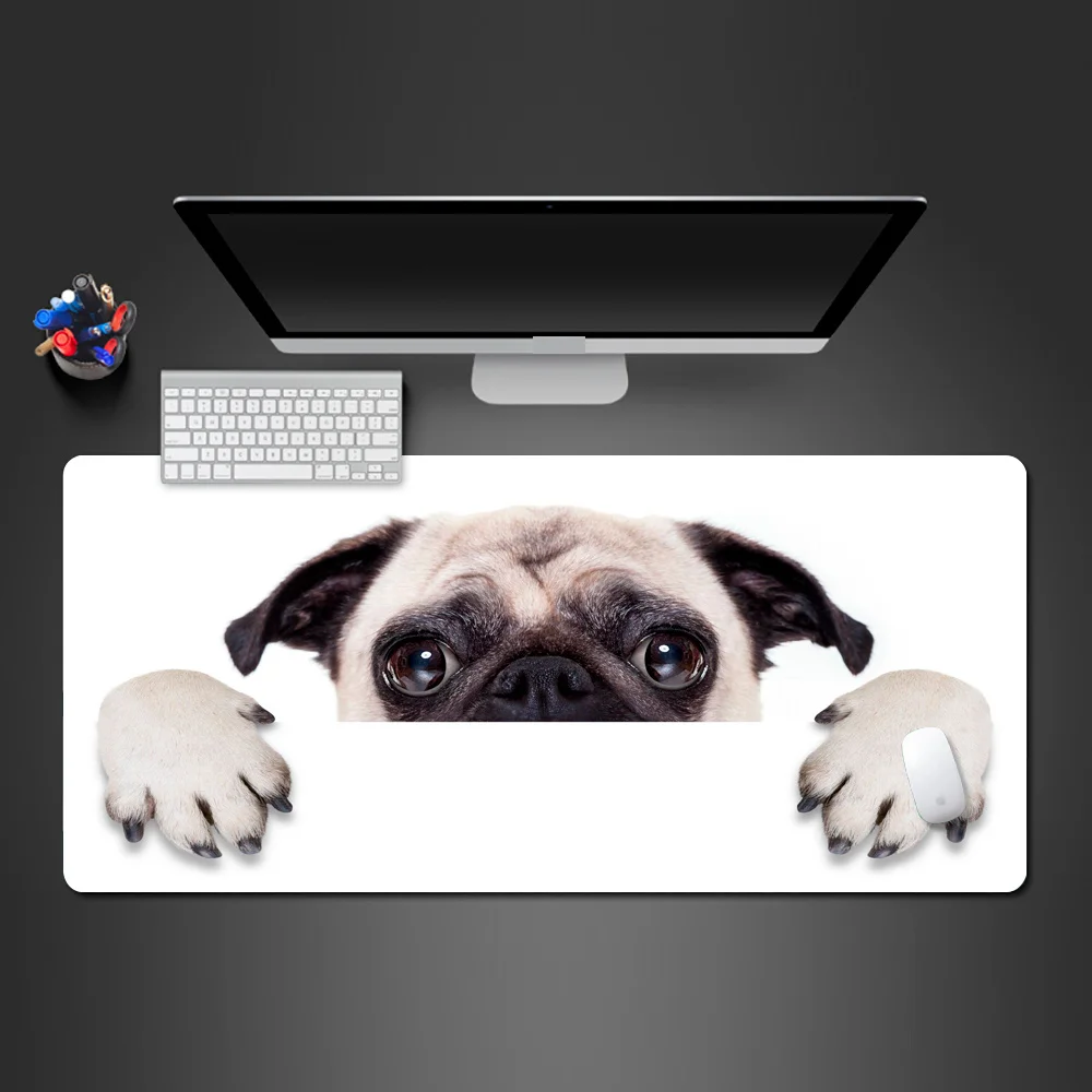 

Mousepad Large New XXL Desk Mats keyboard pad Mouse Mat Cute Whimsy Dog Pug Dog Carpet Office Natural Rubber Anti-slip Mouse Mat