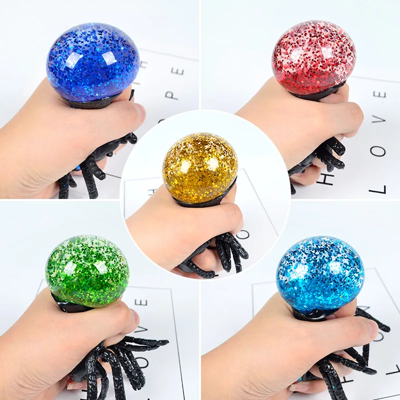

ZK70 Decompression Spider Tricky Vent Fidget Toy Popit Antisteress Squeeze Gold Powder Ball Toys Stress Relieve For Adult Kids