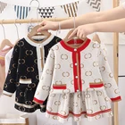 Детская одежда для девочек, комплект из 2 предметов, вязаные свитера, осенне-зимняя вечерние ская дизайнерская Униформа принцессы на день рождения