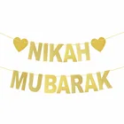1 комплект никах Мубарак блеск Бумага с надписью золотистого цвета и баннеры для праздников и вечерние благословит ночное овсянка аксессуары