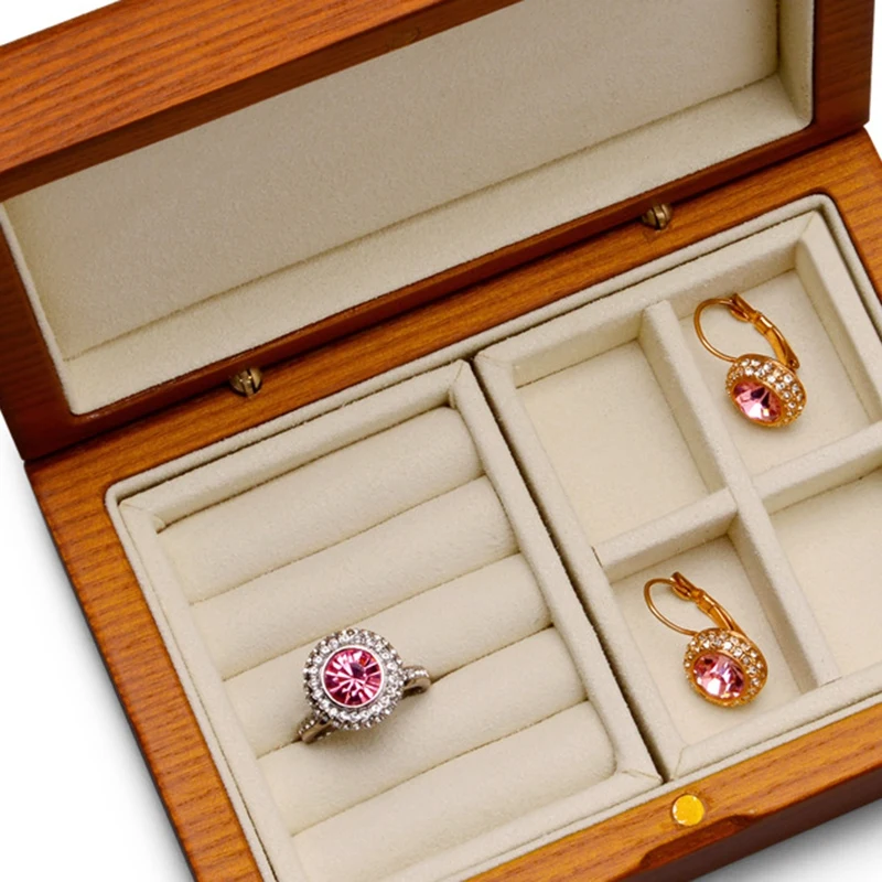 

Rings Display Storage Bedroom Travel Wooden Jewelry Box Decorative European Style Vintage Earrings Necklace Box