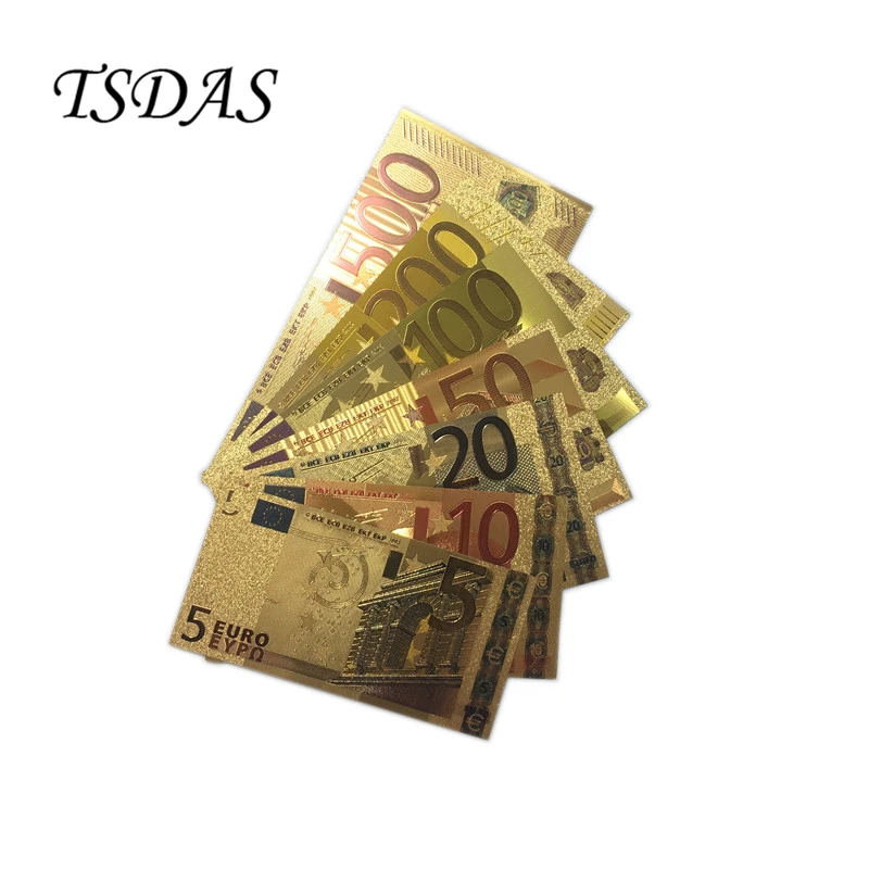 

Full Sets 24K Gold Banknote Euro 5-500 Gold Foil Banknote 7pcs/lot as Business & Christmas Gifts