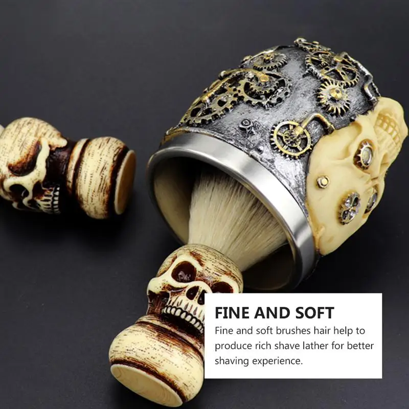 1 Set Of Male Beard Brush Skull Head Pattern Shaving Brushes And Bowls Tools Mustache Combs Shaver |