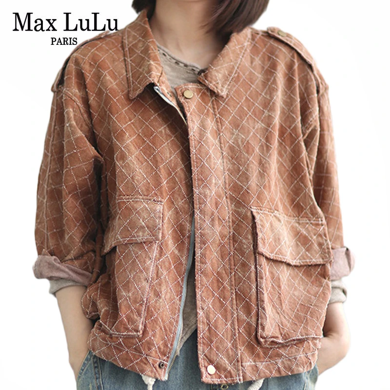 Max LuLu 2019 корейские женские куртки ветровка панк клетчатые размер d повседневные
