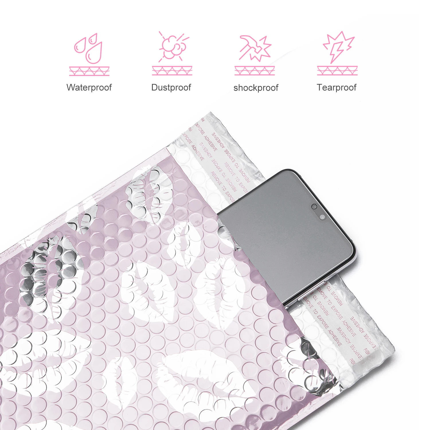 TONESPAC 200*260 мм 25 шт. серебряные поцелуй губы Сакура розовые поли пузырьки Почтовые