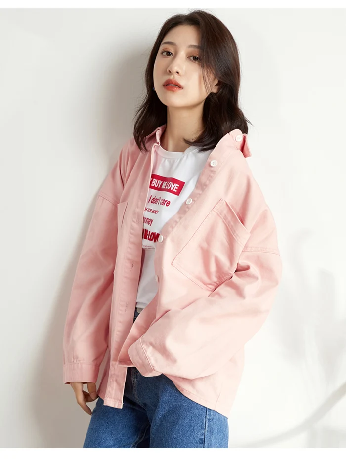 Женская розовая джинсовая рубашка LEIJIJEANS, модная длинная свободная рубашка из денима, модель 9140 большого размера на осень