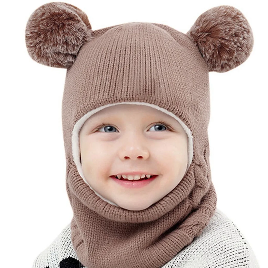 

Baby Hat Kids Winter Hats Ears Girls Boys Children Warm Caps Scarf Set Baby Bonnet Scarves Enfant Knitted Cute Hat for Girl Boy