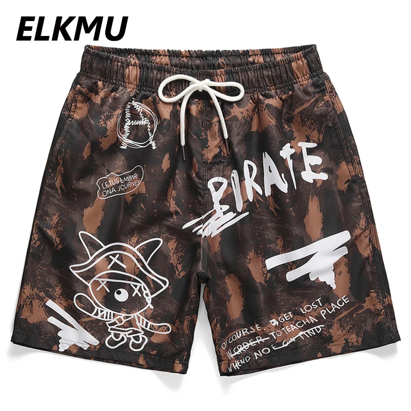 

ELKMU Harajuku Streetwear Shorts Tie Dye Print Summer Beach Shorts Hip Hop Sweatpants Fashion Bottoms Elastic Waist HE888