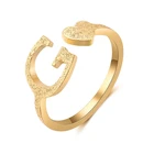Кольца с фианитом на заказ, женские кольца из нержавеющей стали золотого цвета с персонализированным именем сердца, кольца с индивидуальным именем любого шрифта