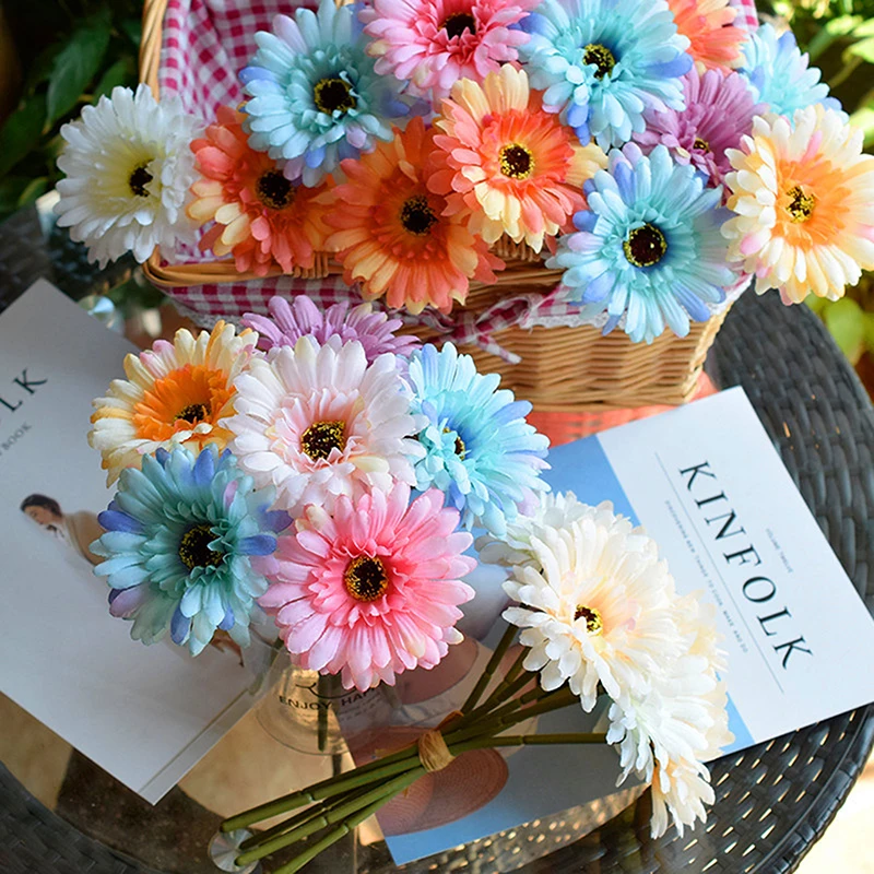

3Pcs Artificial Flowers Silk Fabric Gerbera Wedding Handhold Flower Home Decor