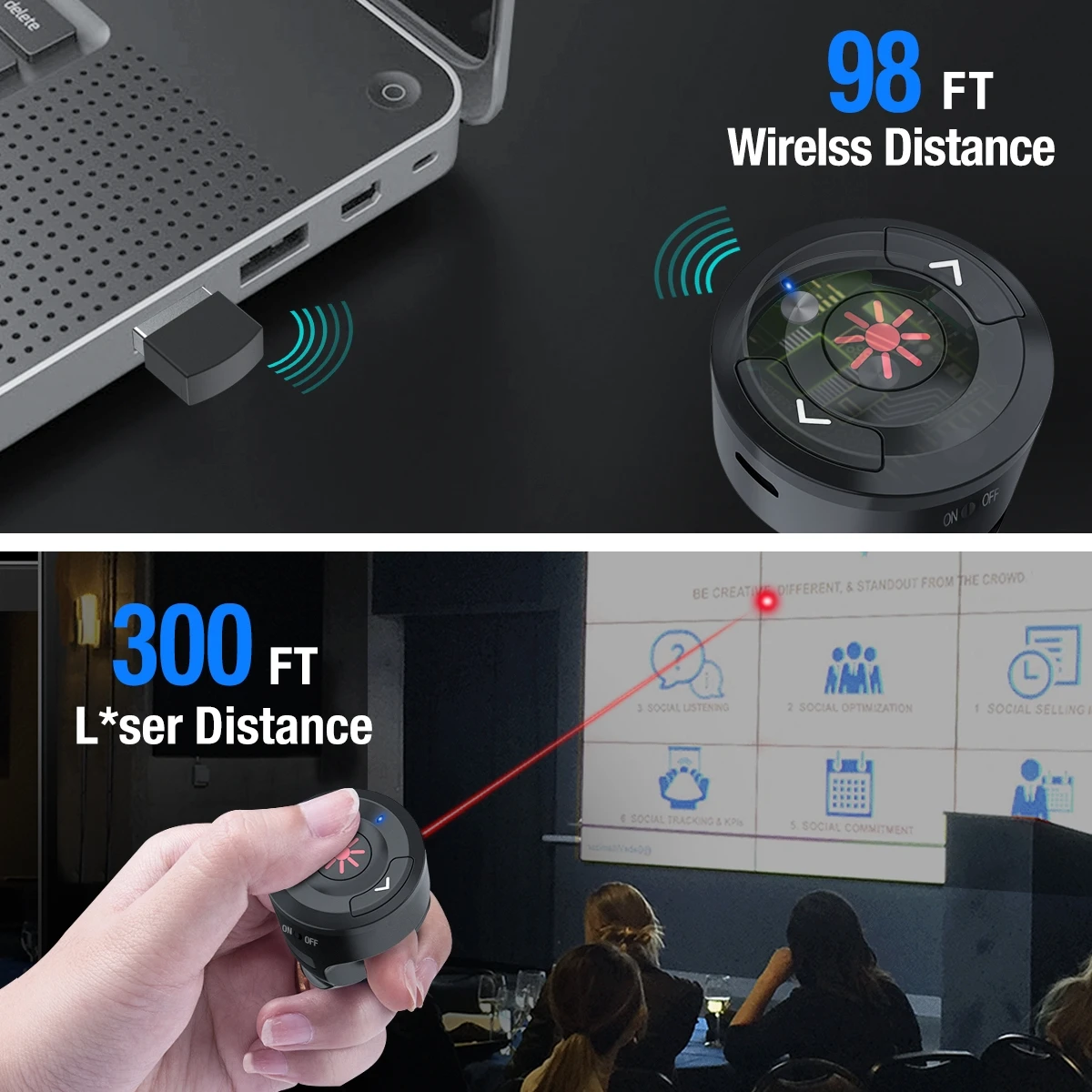 Радиочастотная Беспроводная указка 2 4 ГГц перезаряжаемое кольцо на палец USB с