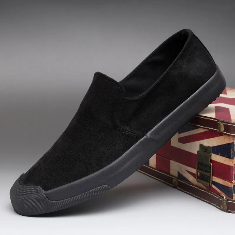 Мокасины мужские Фланелевые дышащие кроссовки плоская подошва лоферы