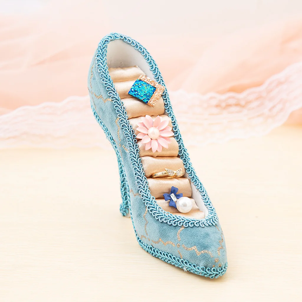 Женская обувь из смолы на высоком каблуке для хранения кольца сережки-гвоздики