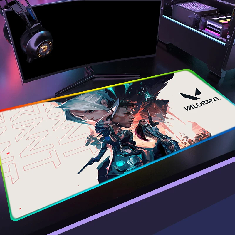 

Valorant Mouse Gamer Accessories LED Backlight Table Pads RGB Mouse Pad Xxl Gaming Keyboard for Compass Varmilo Desk Mat Mice
