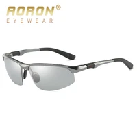 aoron aluminium photochromic polarized sunglasses women mens discoloration goggles male eyewear anti glare glasses